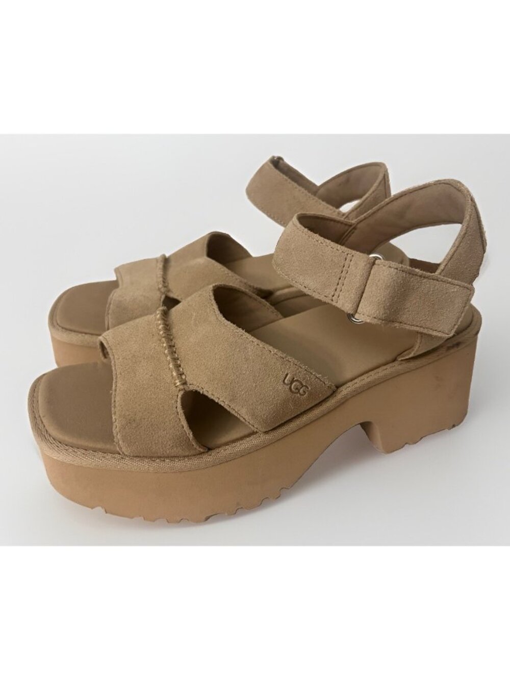 Ugg New Heights Women's Size 8 Tan Ankle Strap Platform Sandals